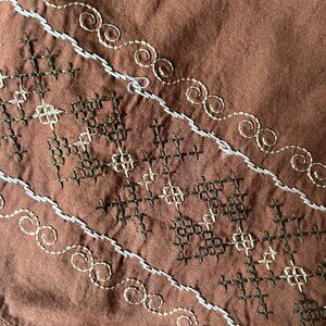 Brown embroidered detail midi skirt